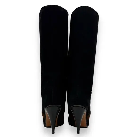 1960's Italian PANCALDI for ERIC COUTURE black and brown suede knee high boots - Picture 4 of 16